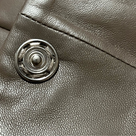 Brown Leather Belted Winter Puffer Jacket - Picture 7 of 14